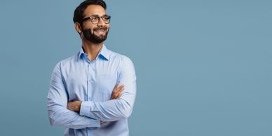 man crossing arms