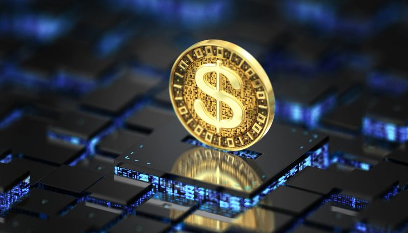 Digital dollar concept. 3D render