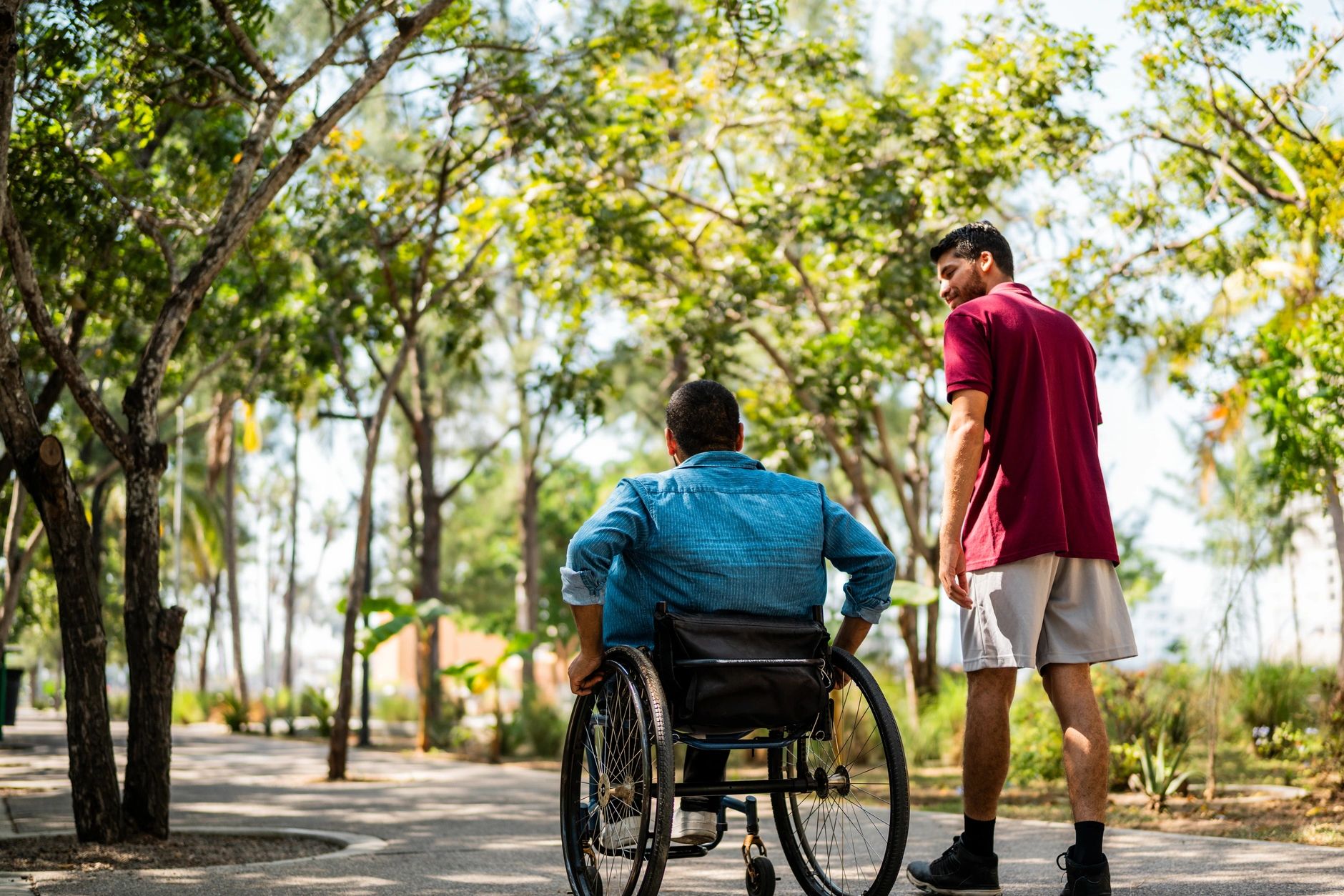 Support worker and participant taking a walk myEmpowerPlan Gold Coast QLD