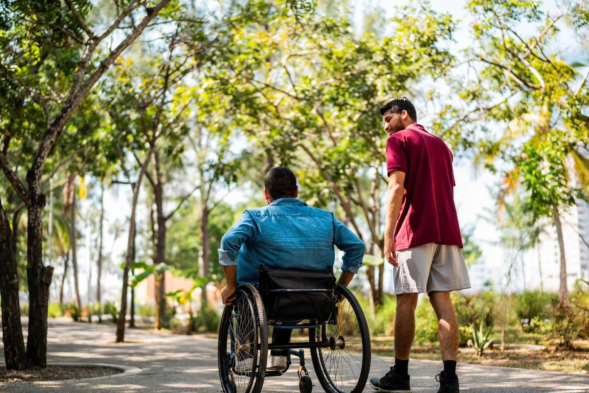 Support worker and participant taking a walk