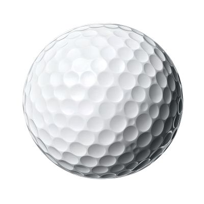 Close-up of a white golf ball showing its dimples.
