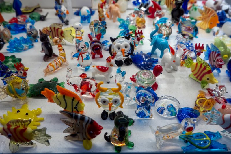 Glass figurines made on the island of Murano, Venice, Italy.