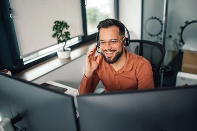 remote employee in a video conference call.