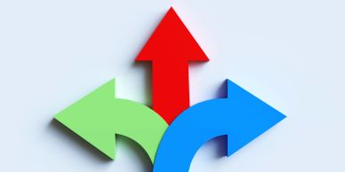 Three colorful arrows pointing in different directions.