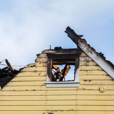 Photo of house with fire damage 