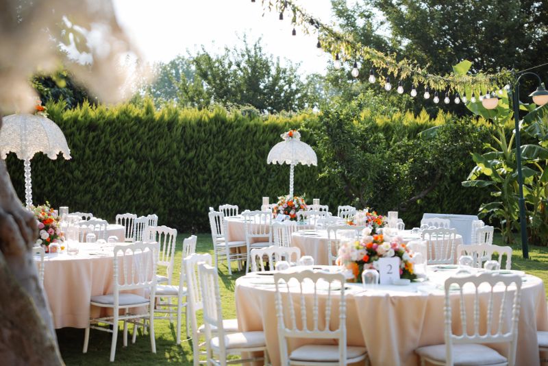 Beautifully decorated table for a wedding event outdoors