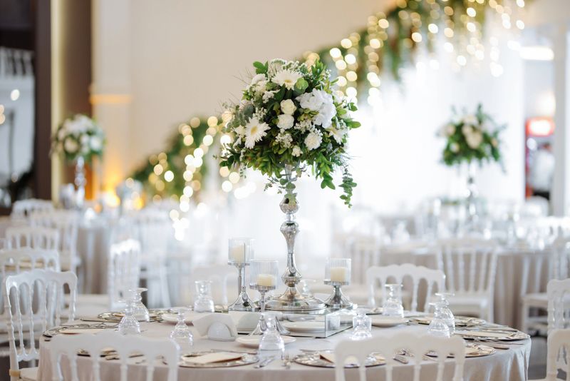 Beautifully decorated table for a wedding event outdoors