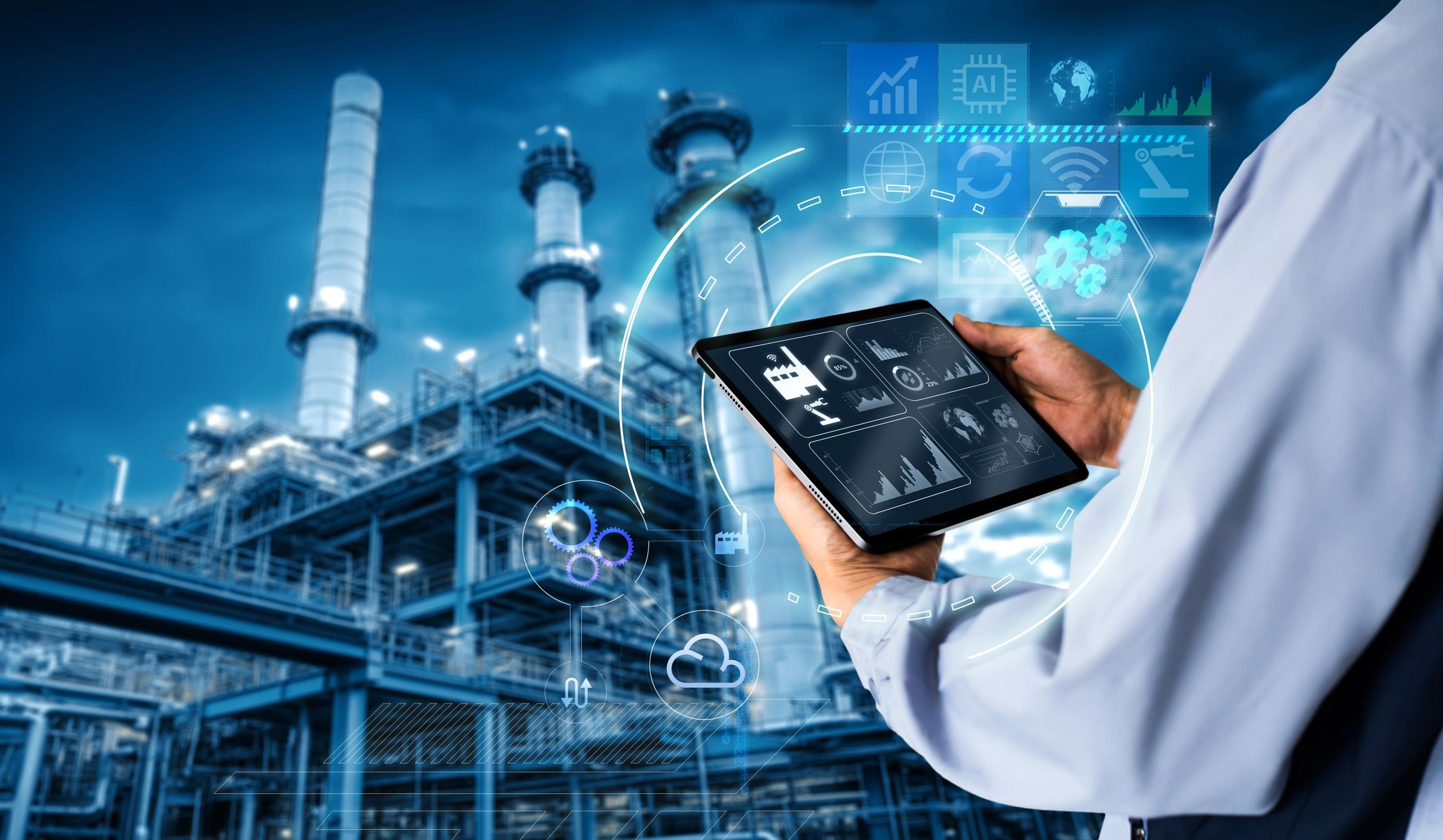Iindustrial plant monitoring with digital data.