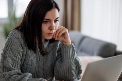 A woman having online counselling