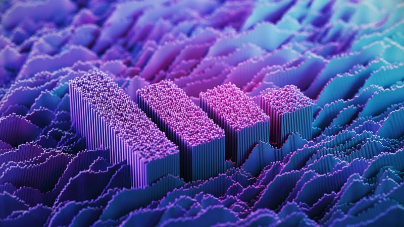 Financial Bar Graph on abstract digital landscape. Financial Technology.