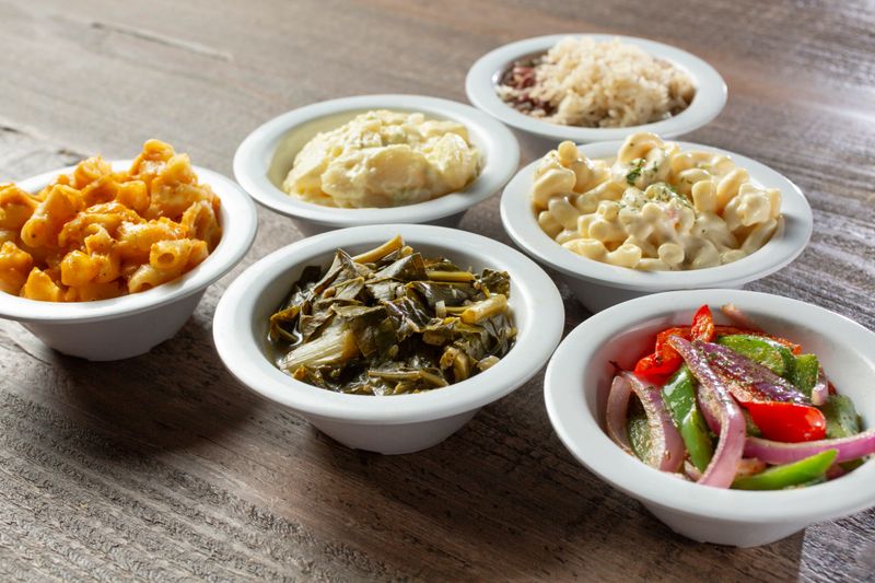 A view of several BBQ side dishes.