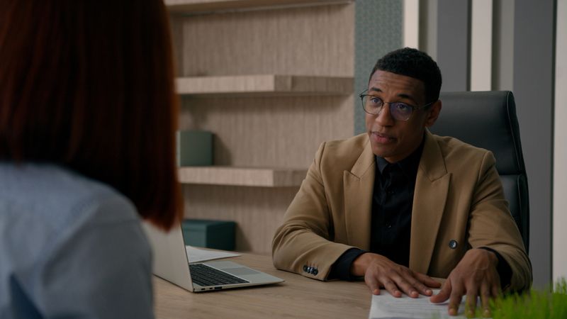 Business meeting in office African American businessman employer HR manager consultant recruiter consulting customer hiring new employee job interview talking to client candidate recruit negotiation. High quality 4k footage