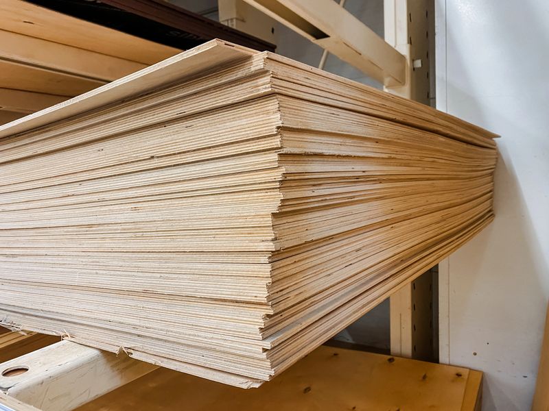 A neatly arranged and organized stack of highquality plywood sheets, showcasing their versatility and effectiveness in various construction and crafting applications