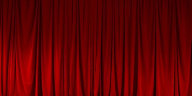 Big red curtains to show client their final photographs 