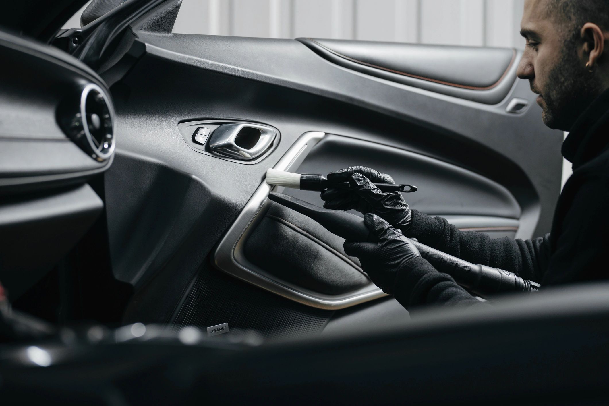 Interior photo of a car during an auto detailing in Bellville Ohio
