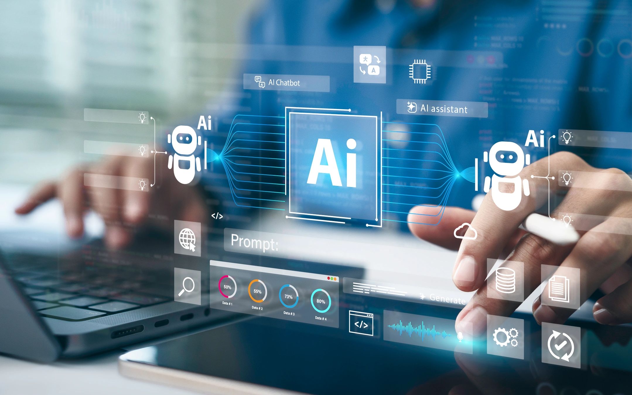 person working with software featuring AI and AI Assistants 