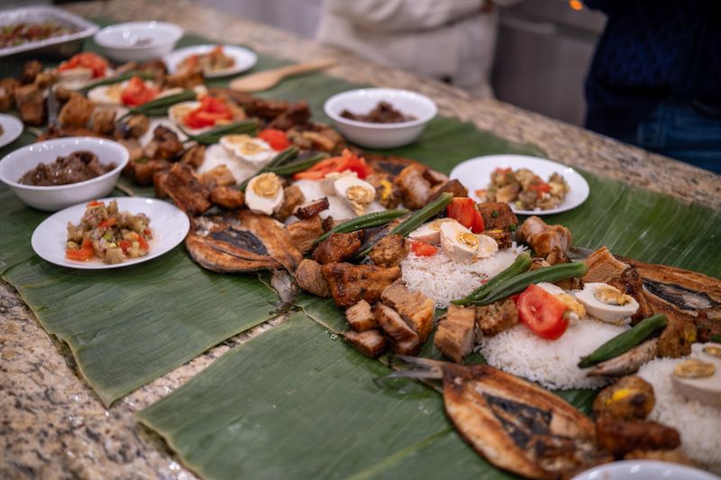 Festive spread of food