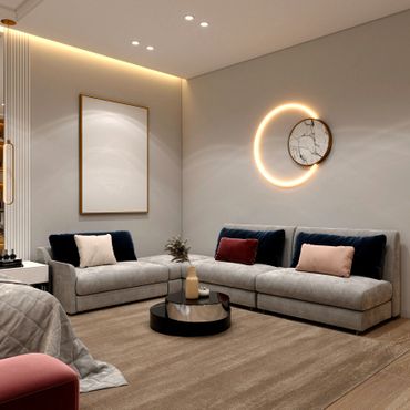 Luxury Living Room with Ceiling Downlight Design