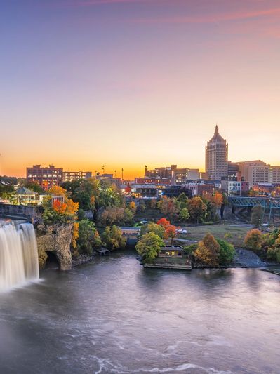 Genesee River and falls in Rochester, NY. 
