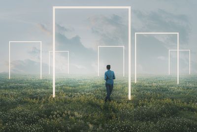 A series of open doorways represents confusion and the search for clarity in narcissistic abuse.