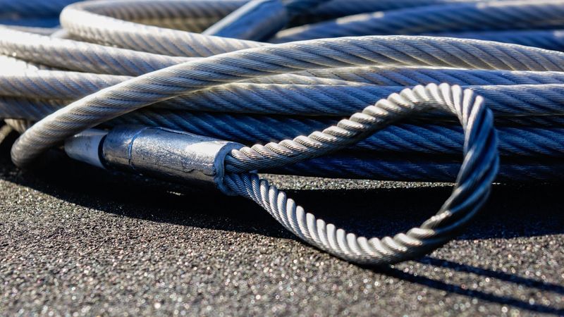 rolled steel wire rope at construction site