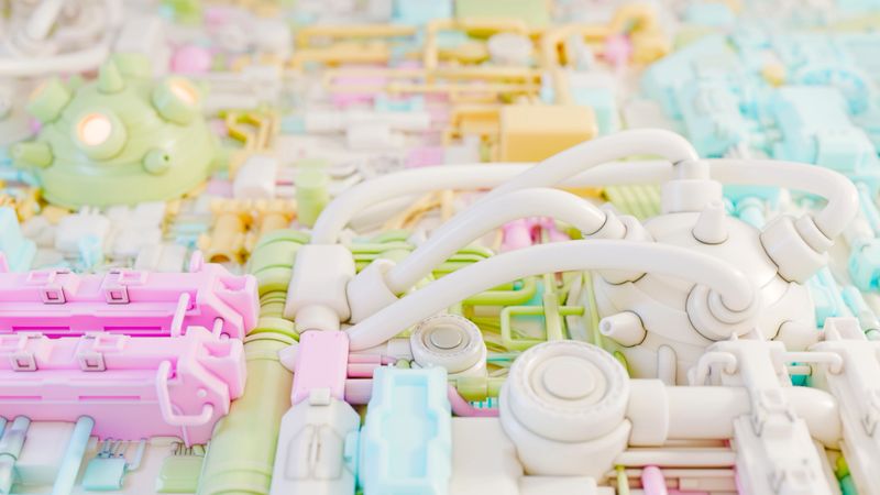 Circuit board in playful pastel colors