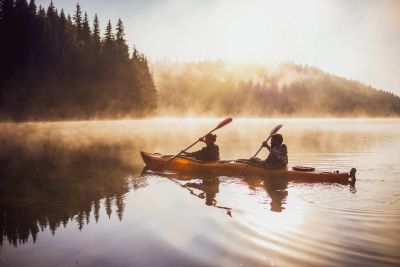 Paddling through rapids