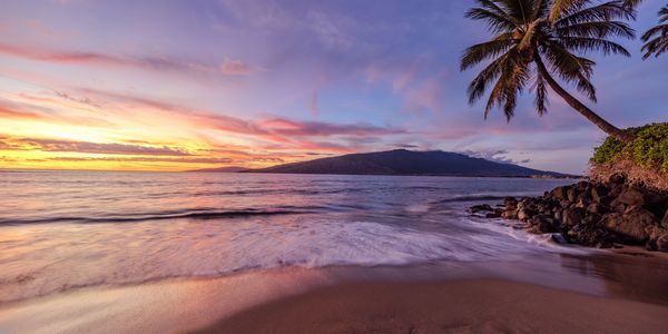 Hawaii coast line in the evening.