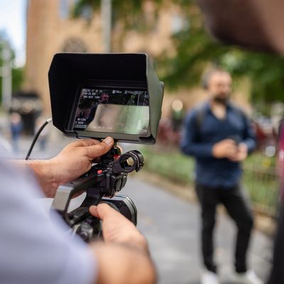 Clapperboard ready for filming.