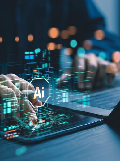 A person is using a laptop with artificial intelligence.