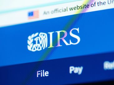 Close-up of the IRS website homepage on a computer screen.