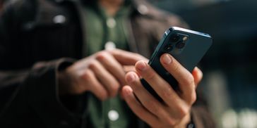 Holding a smartphone