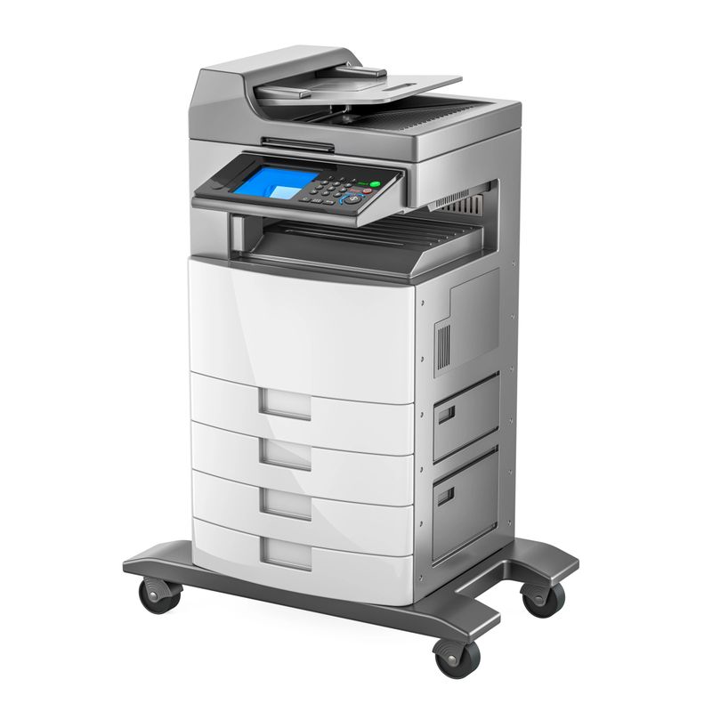 Office Multifunction Printer MFP, silver color. 3D rendering  isolated on white background