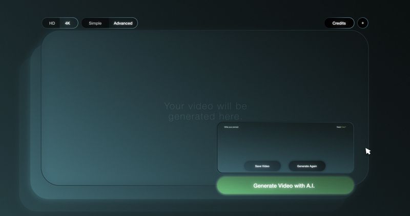 Conceptual visualization of a sleek and modern user interface designed for artificial intelligence-powered video generation with customization options, showcasing cutting-edge technology and innovative functionality for creating multimedia content efficiently. Designed and created in 2D on a computer.