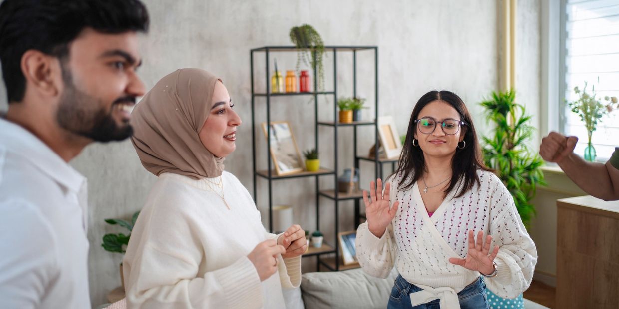 People using sign language.