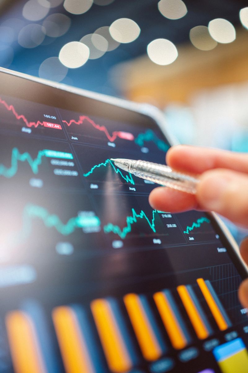 Global ETF financial fund index us chart integrated with AI wealth management investing performance from digital app