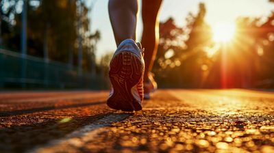 Feet running on pavement