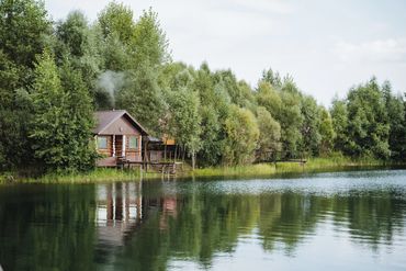 Serene lakeside views.