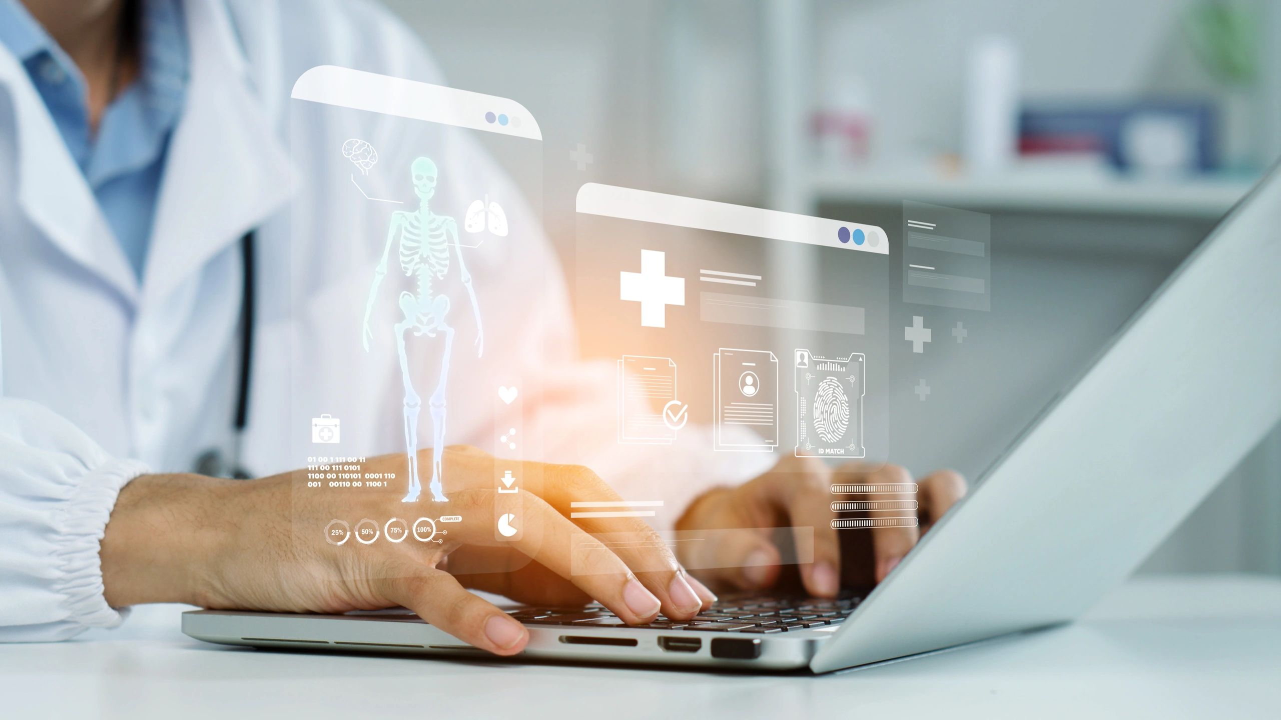medical data/secure records
patient reviewing records
organized documents/timeline/ data-flow visual