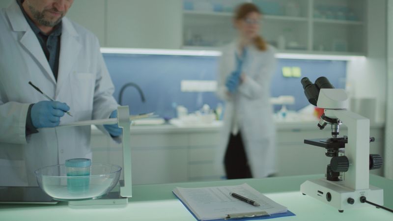 Working in the laboratory.