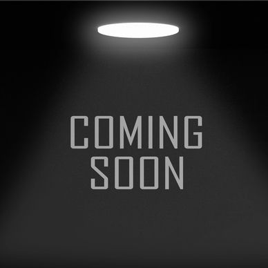 Spotlight on "COMING SOON" text in dark space.