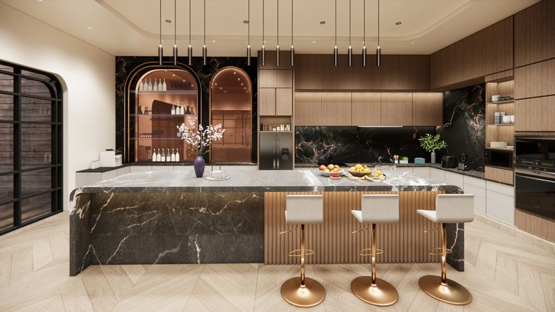 Luxurious modernity of this interior duplex house, depicted in stunning 3D rendering.Living area in modern contemporary style interior design