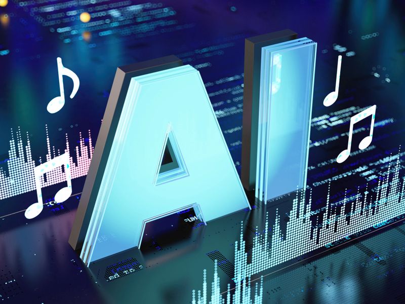 AI Music and Sound Design Concept. 3D Render