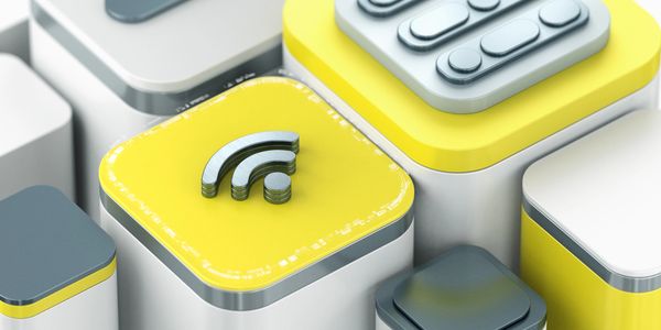 3D blocks with a Wi-Fi symbol on a yellow block.