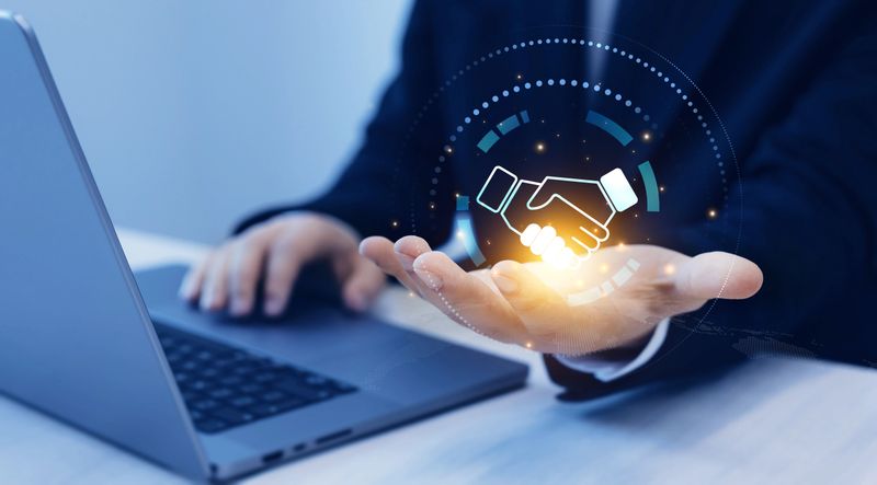 Partnership and business deal concept.Trust in business relationships and financial investment.Handshake of business partners. Trustworthy collaboration and trusted partner
