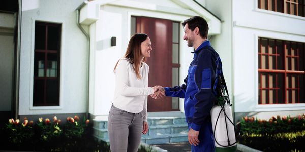 Man shaking a women's hand
