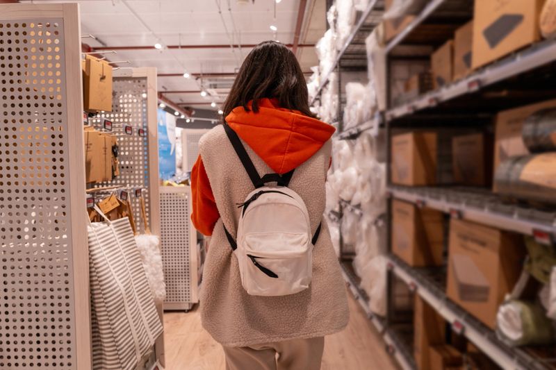 Customer browsing for home essentials in a retail store, enjoying the shopping experience