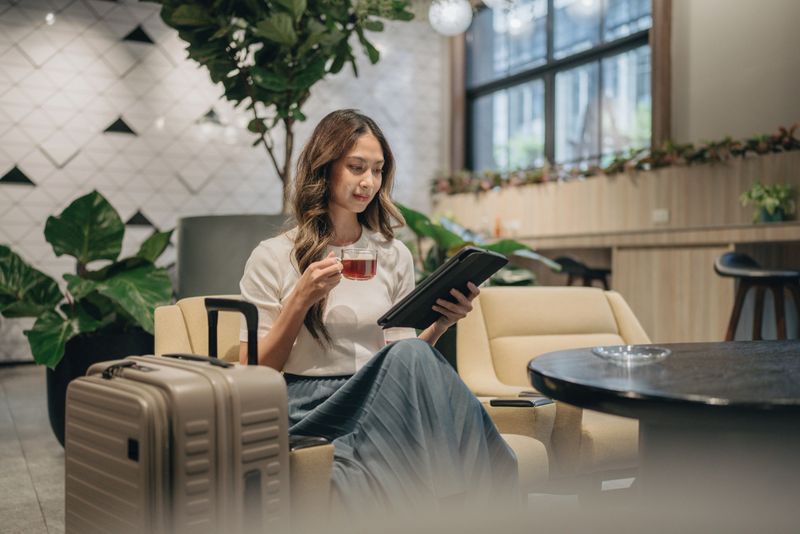 Businesswoman waiting at airport lounge