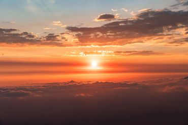 Vibrant sunset over majestic mountains