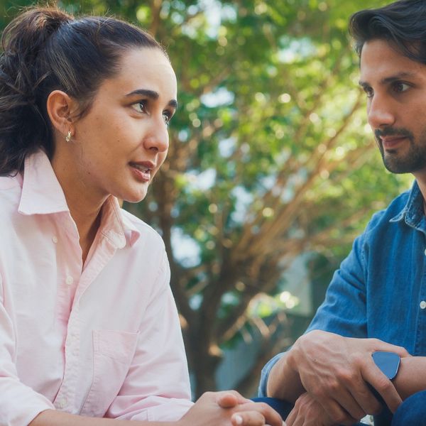 Someone being supported through their phobia